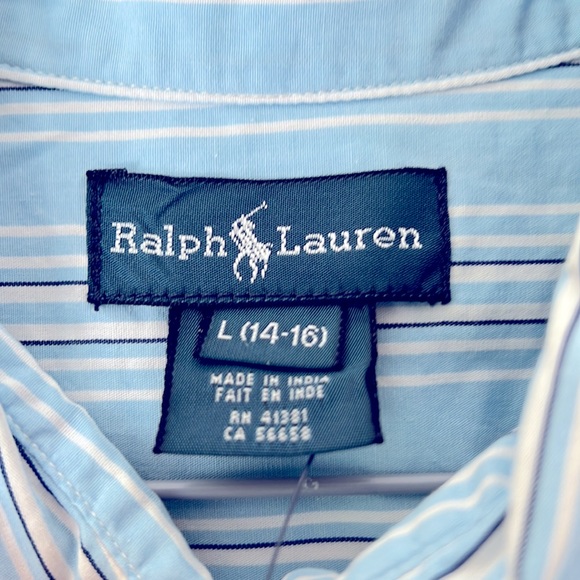 RALPH LAUREN Large (14-16) Button Down Shirt Boys. NEW tags attached. Sky Blue - Picture 3 of 6